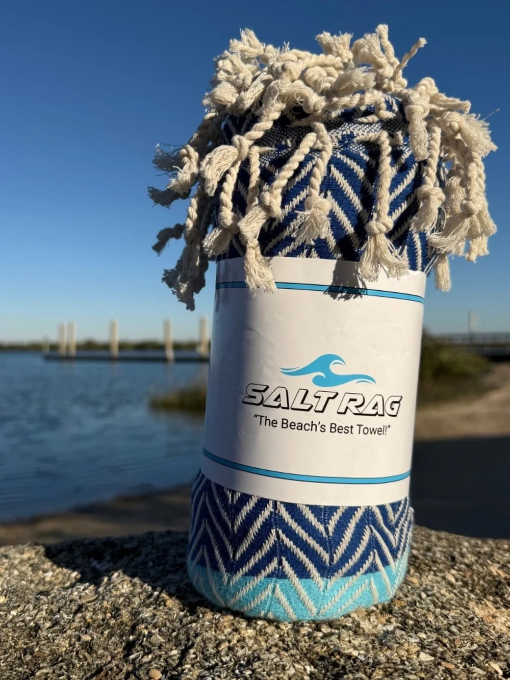 Royal Rag Blue — Salt Rag™ Sand-Resistant Turkish Beach Towel - Picture 3 of 3